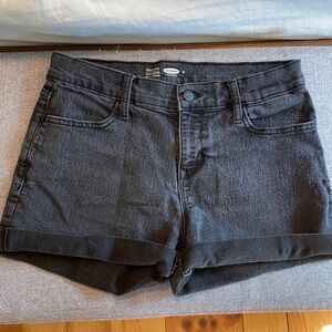Black denim shorts